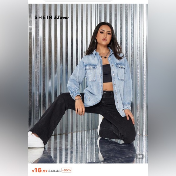 SHEIN Light Blue Jean Jacket - Picture 1 of 3